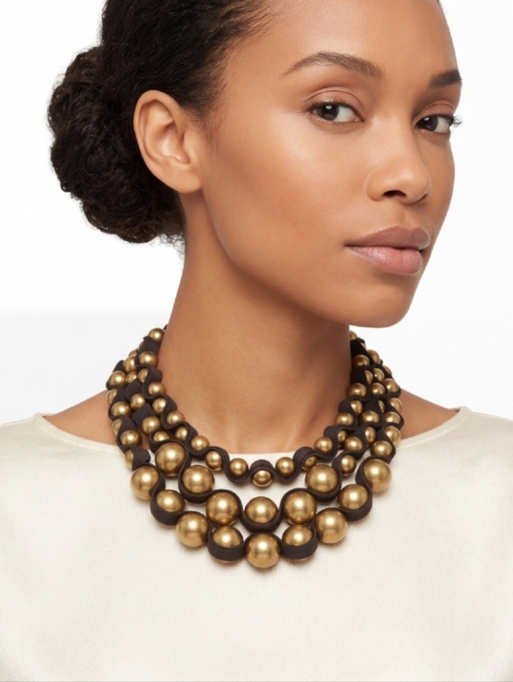 Ann Taylor Factory Beaded Ribbon Necklace